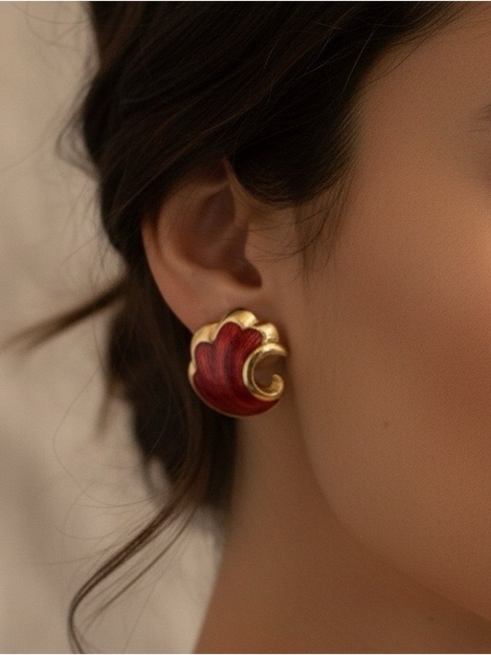 Avon Jewelry - Vintage Avon Red Enamel Wave Earrings
